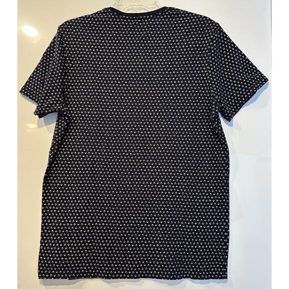 Goodfellow & Co T-Shirt Men's Size Medium Navy Blue Tan Diamond Short Sleeve - Picture 3 of 4